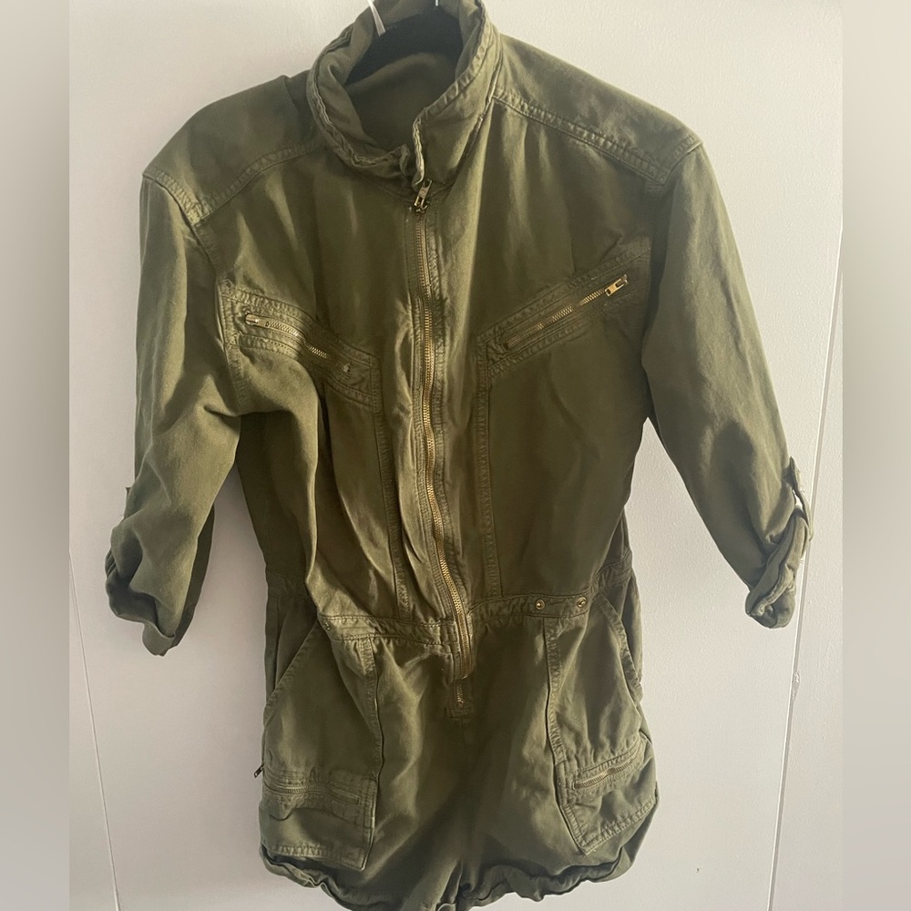 Free People, Romper, Flight Suit, Jumpsuit, Size 12, Army Green